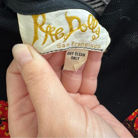 Vintage 60s Rae Dolls Red & Black Long Sleeved Turtleneck Maxi Dress Size Medium - Picture 5 of 6